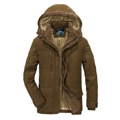 Manteau Hiver Homme 7XL Cargo, Multi-Poches, Doudoune Longue, Capuche, Chaud .