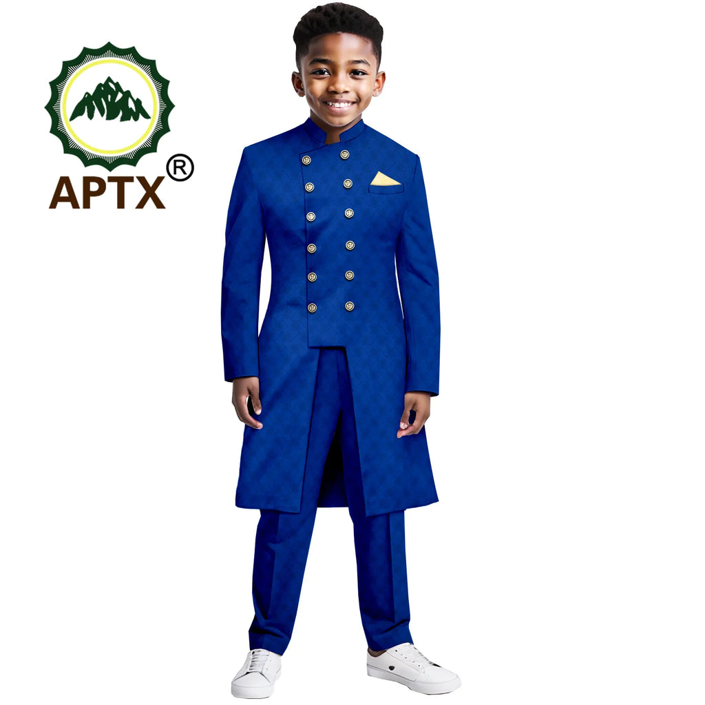Ensemble garçon africain – Tenue traditionnelle 2 pièces, veste et pantalon, robe formelle pour fête et mariage