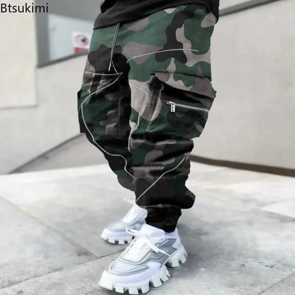 Pantalon Cargo Homme Imprimé Tendance, Coupe Ample, Mode Streetwear 4 Saisons.