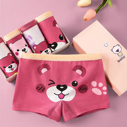 Lot 4 pièces culottes coton fille – Motifs dessin animé doux et confortables