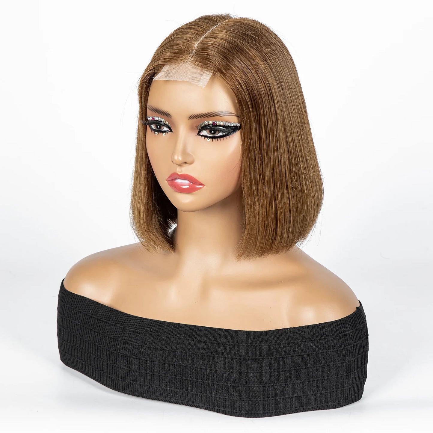 Perruque Bob courte droite colorée – cheveux humains 100%, dentelle 2x6 transparente, densité 250%