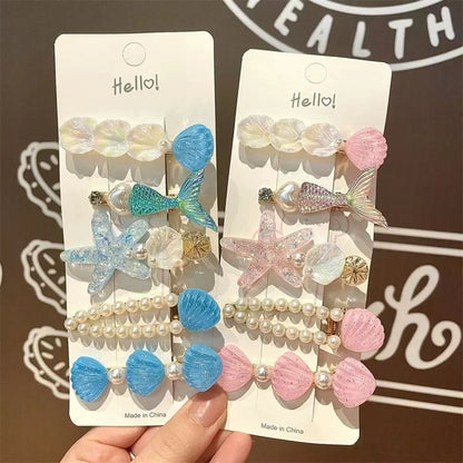 Pinces à Cheveux Bébé Fille – Ensemble 5 Pièces Sirène et Coquillage, Accessoires Mignons