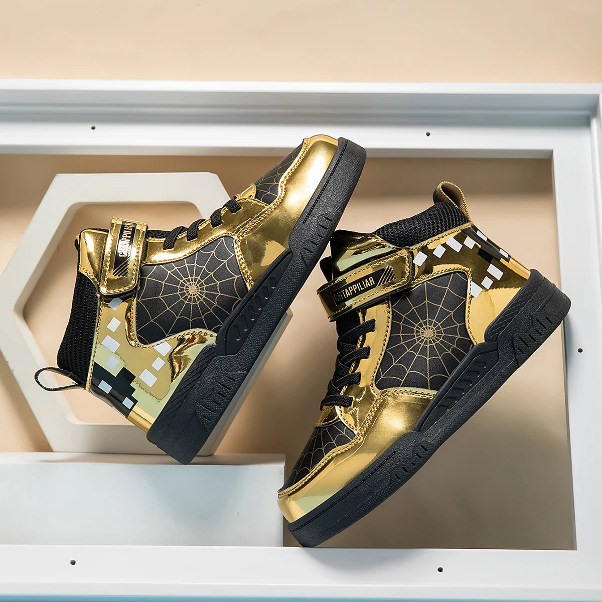 Baskets Montantes Enfant Cuir PU Tendance – Chaussures Sport décontractées Garçons Filles