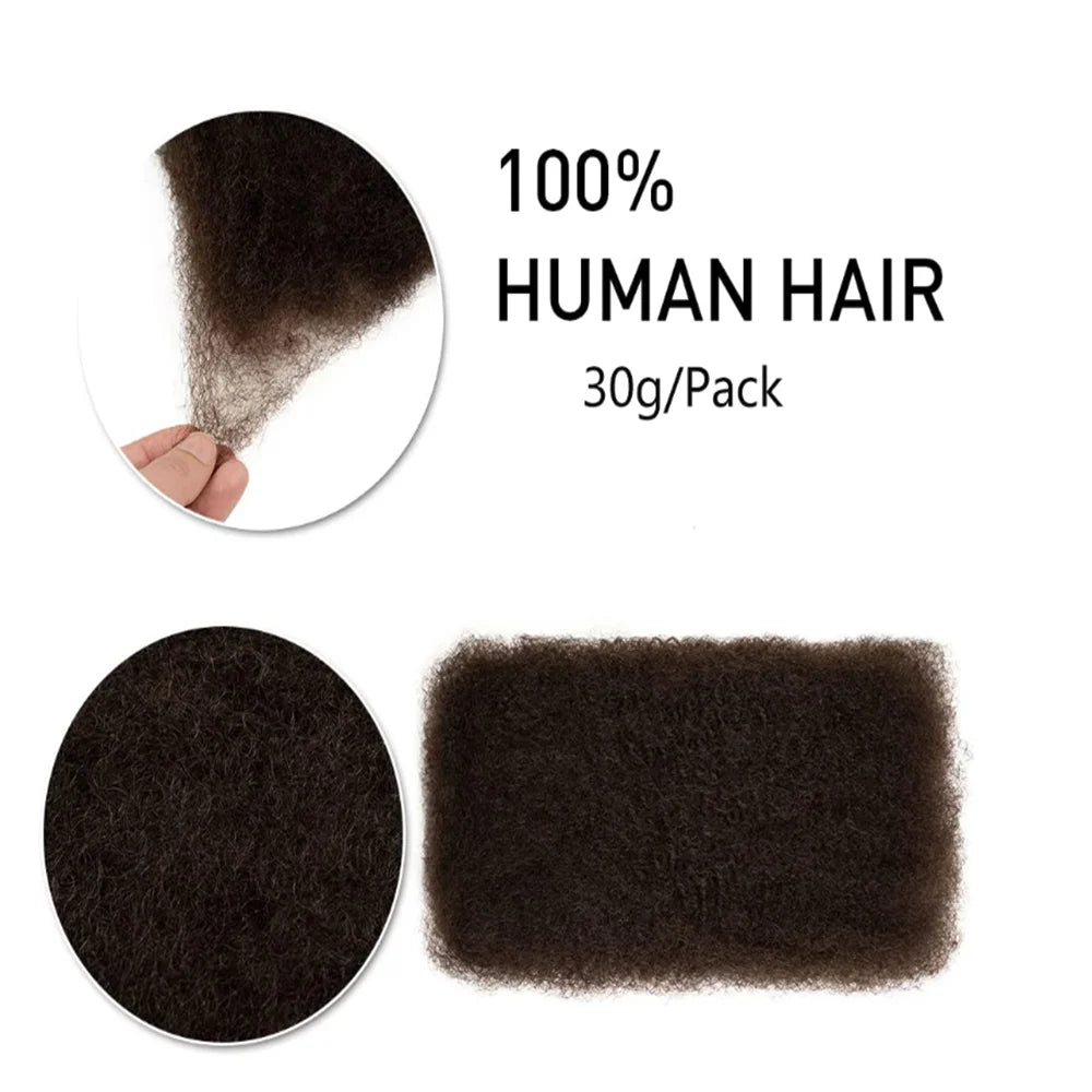 Cheveux humains afro crépus en vrac, brun moyen #4, 30g, 8 pouces, parfaits pour extensions et réparations.