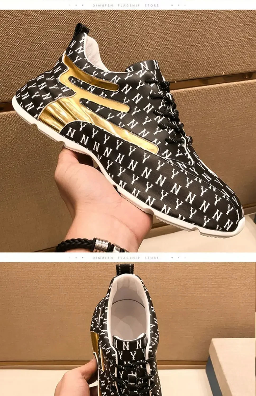 Baskets sport homme respirantes, semelle épaisse, coupe basse.