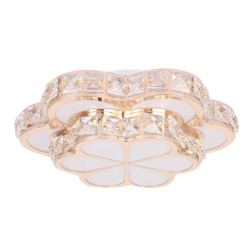 Plafonnier LED Fleur en Cristal Or – Allée, Escalier, Cuisine .