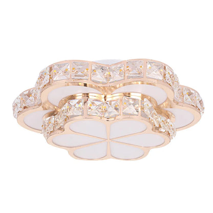 Plafonnier LED Fleur en Cristal Or – Allée, Escalier, Cuisine .
