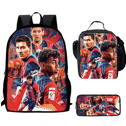 Sac à dos football Lamine Yamal, enfant, 1/3 pièces : sac d’école, sac déjeuner, trousse .