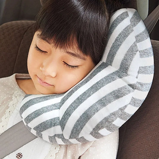 Oreiller de voiture enfant – coussin repos‑nuque avec sangle de sécurité (1 pièce)