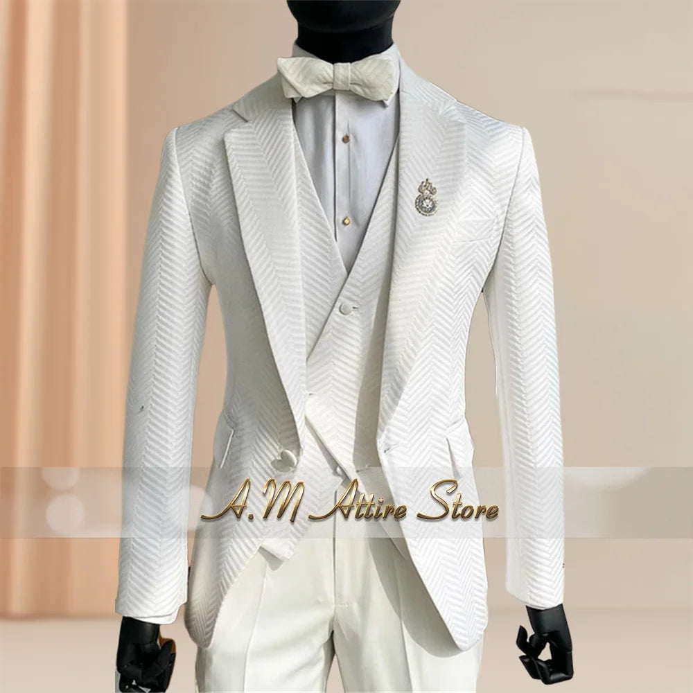 Costume Homme 3 Pièces Noir Rayé – Blazer, Gilet, Pantalon Élégant