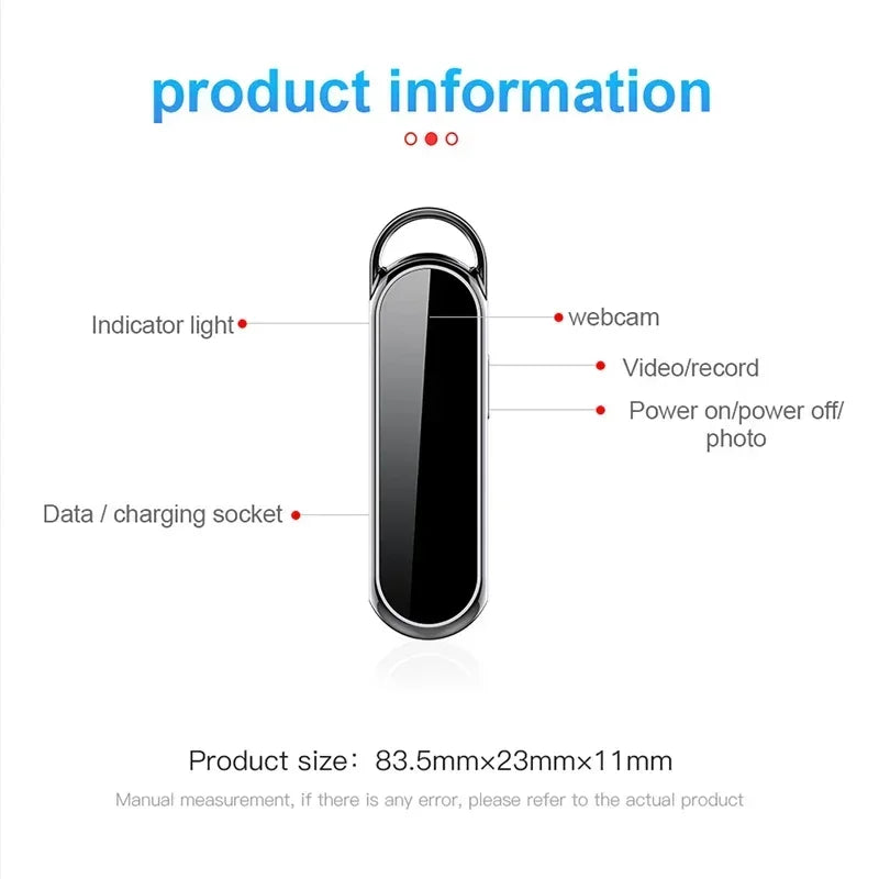 Mini Caméra Vidéo Portable 1080P, Dictaphone avec Micro SD .