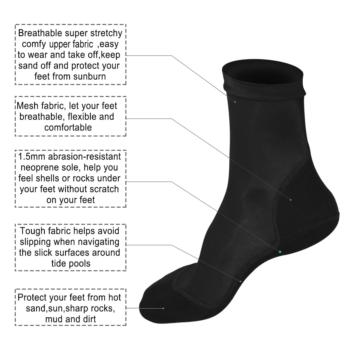 Chaussettes de plage en néoprène – Protection solaire, volley, football, sable