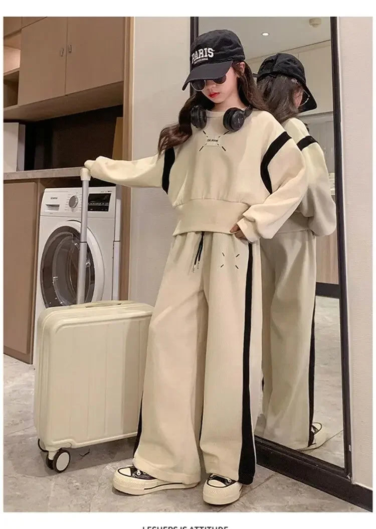 Ensemble bébé fille coréen 2 pièces 4-15 ans, style printemps, tendance oversize .