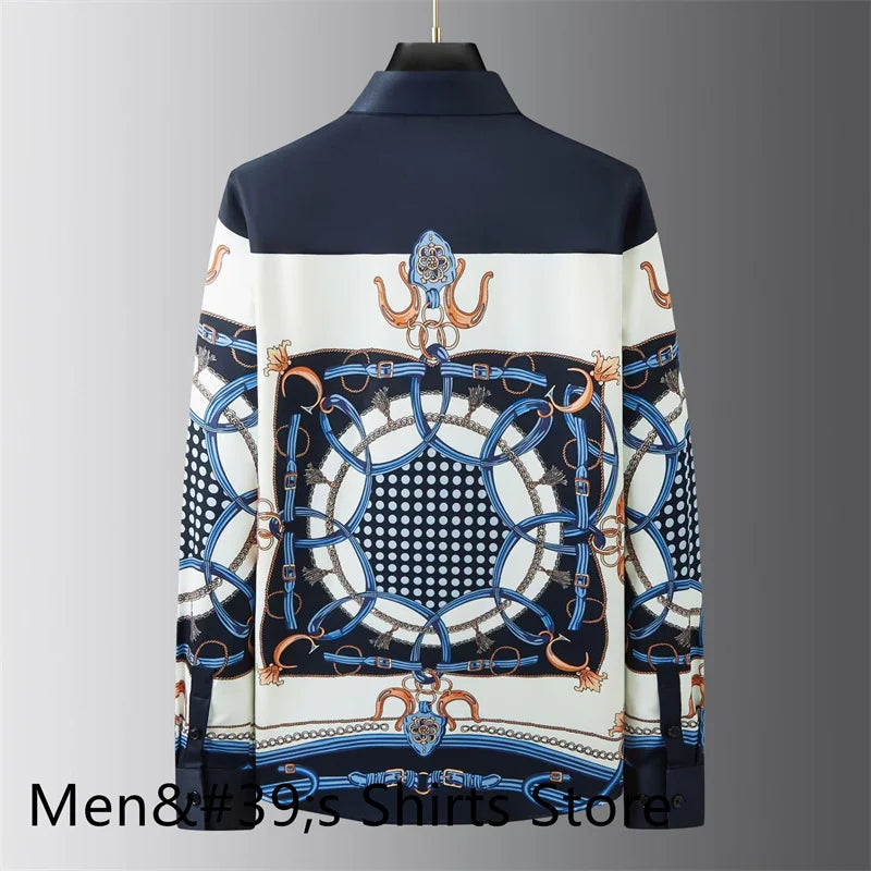 Chemise de luxe imprimée rétro pour hommes .