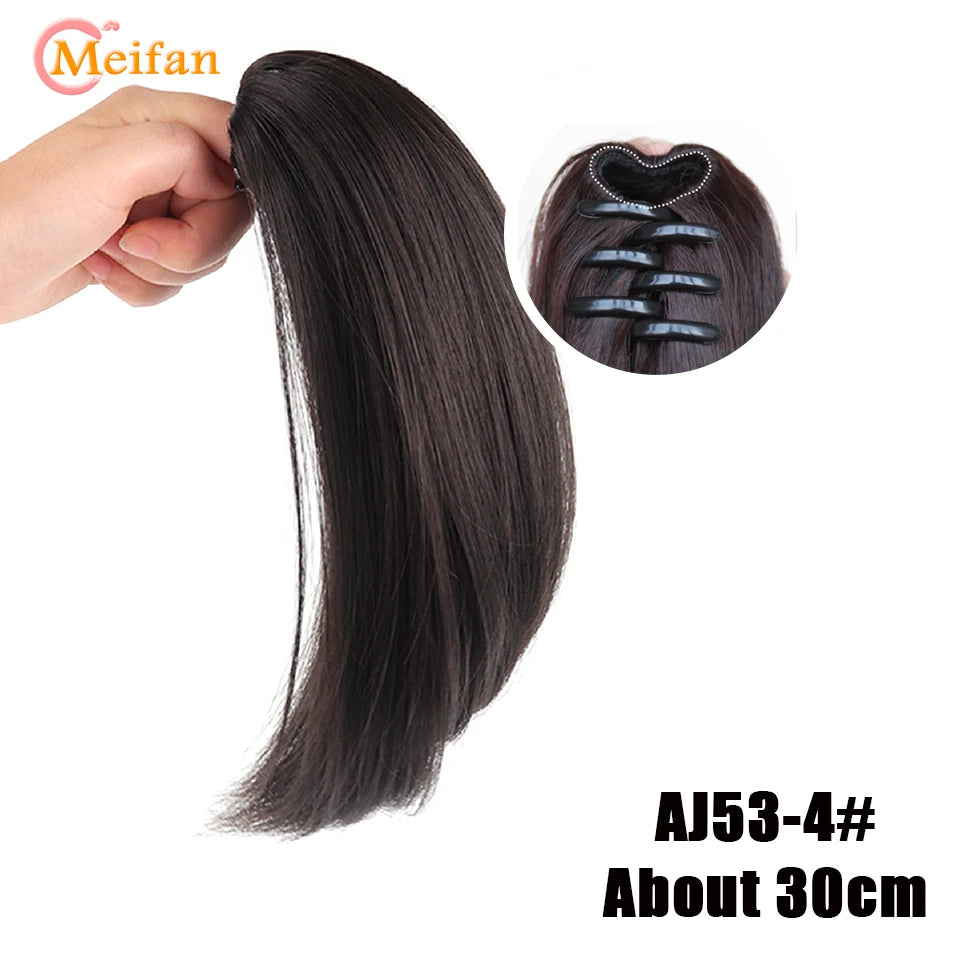 MEIFAN Short Synthetic Ponytail, Natural Claw Clip, Heat Resistant Hair.