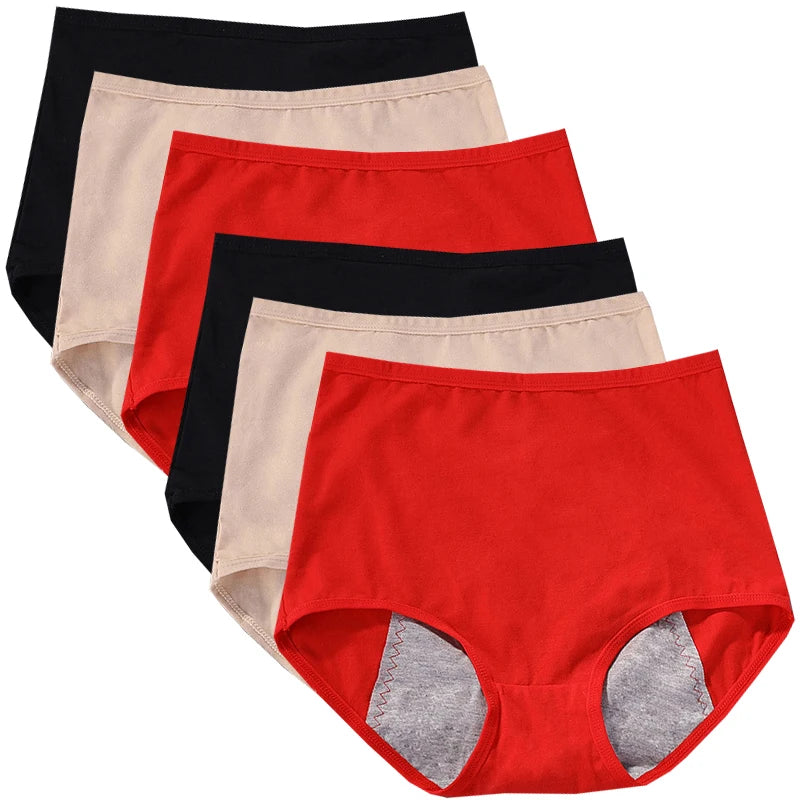 Lot 6 pièces culottes menstruelles taille haute – Sous-vêtements anti-fuite en coton