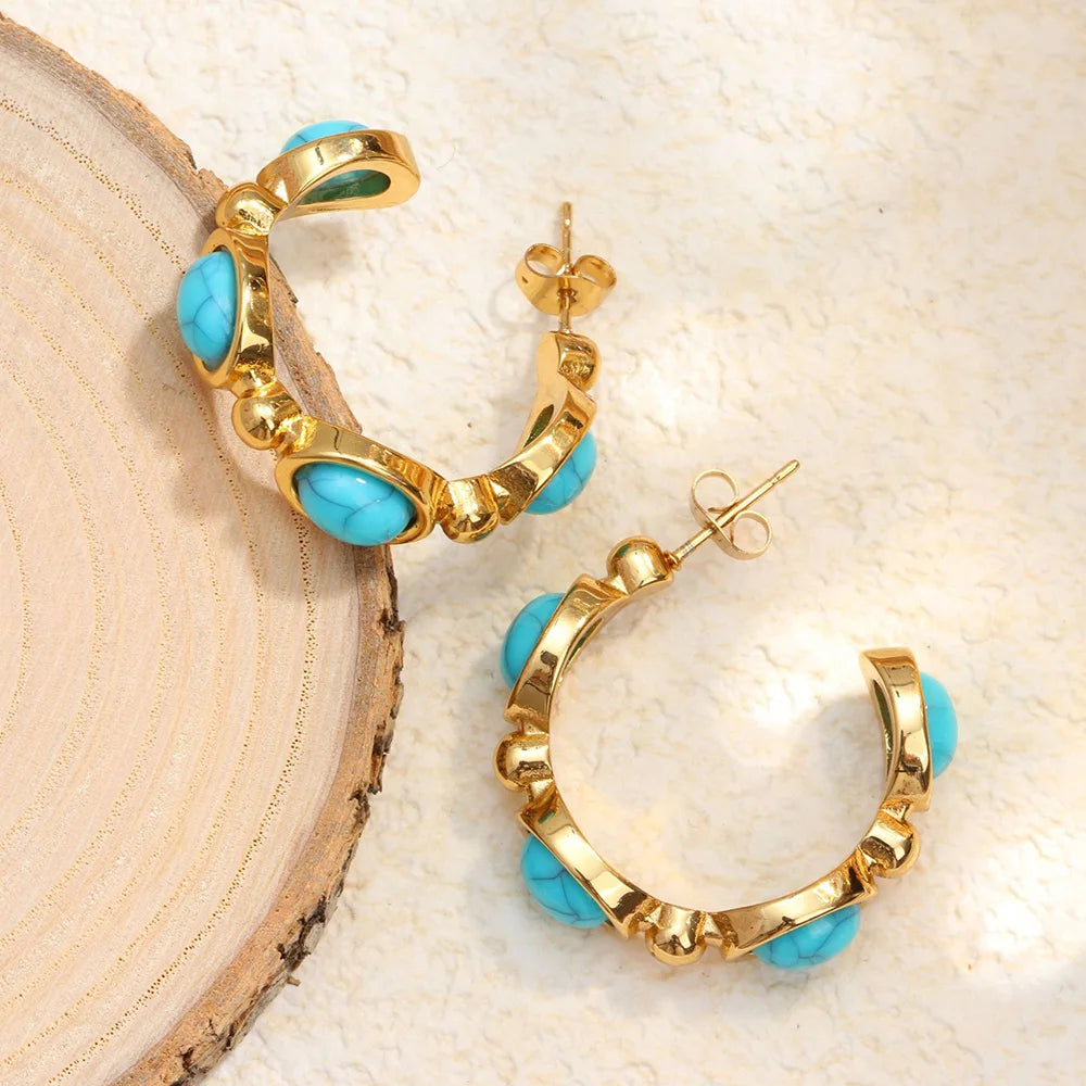 Boucles d'oreilles Boho chic en pierre turquoise – Cadeau idéal femme