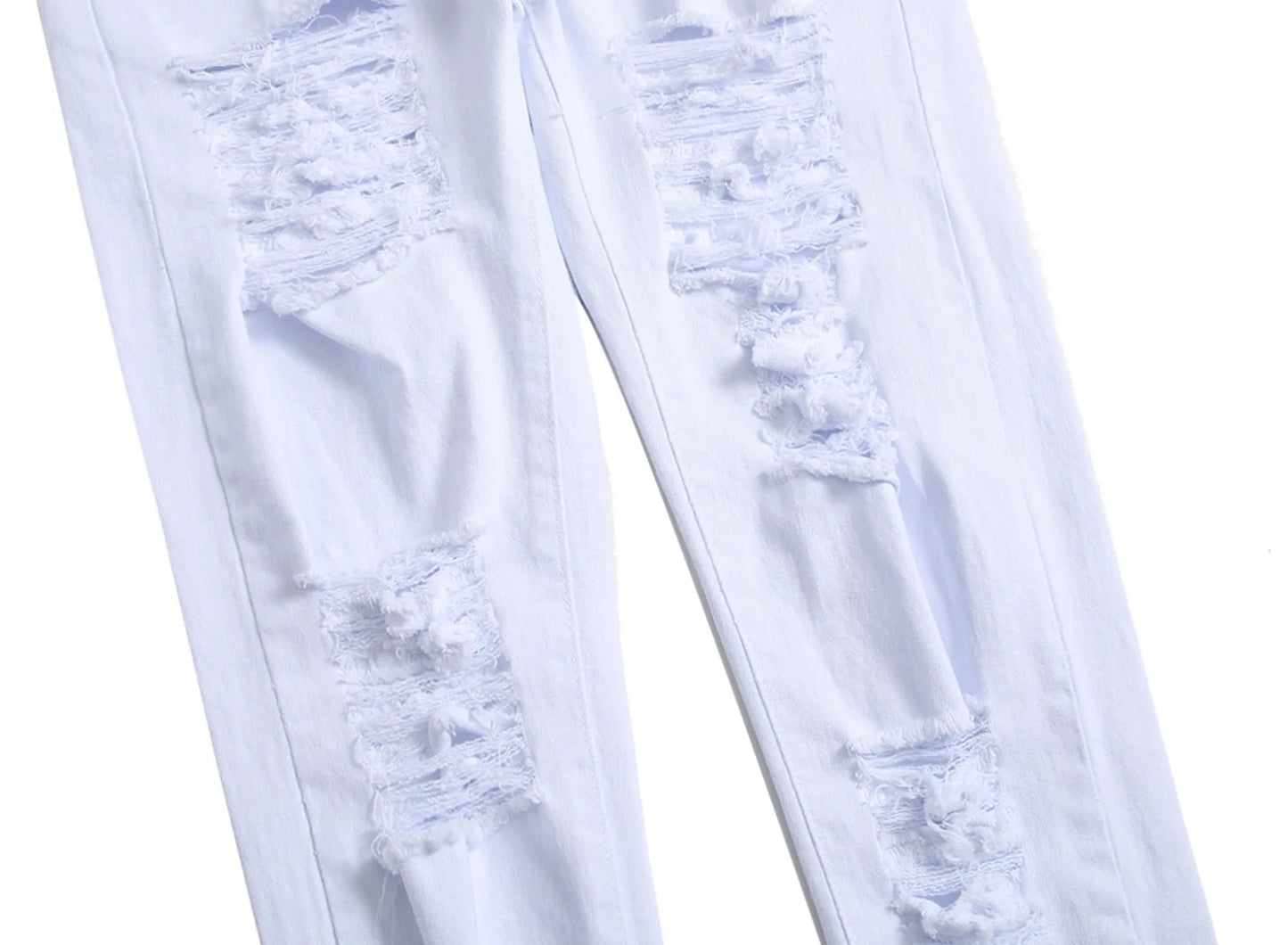 Jean Homme Destroy Droit, Pantalon Denim Blanc Grande Taille 28-42, Marque Mode .
