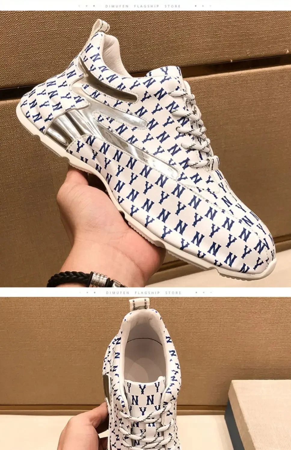 Baskets sport homme respirantes, semelle épaisse, coupe basse.