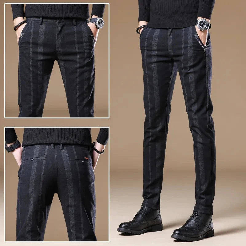 Pantalon Slim à Rayures Homme  – Streetwear Coréen, Mode Masculin, Basique Sport, Nouvelle Collection Printemps-Été