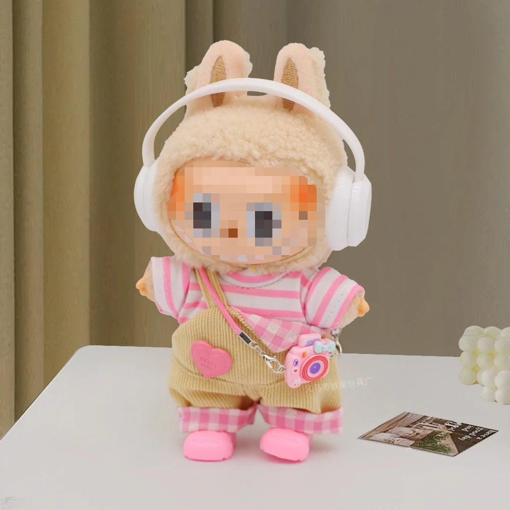 Tenue Poupée 10cm – Salopette Denim + Chemise, Ensemble Mignon