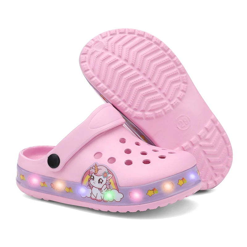 Sandales légères filles, plage été, dessins animés roses, antidérapantes, style classique
