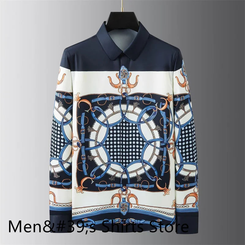 Chemise de luxe imprimée rétro pour hommes .