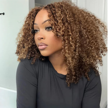 Perruque Lace Front Synthétique Bouclée 26'' Blond Femme Noire﻿