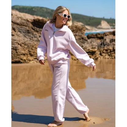 Ensemble Femme Automne-Hiver – Sweat à Capuche Zippé & Pantalon Épais, Style Décontracté Tendance