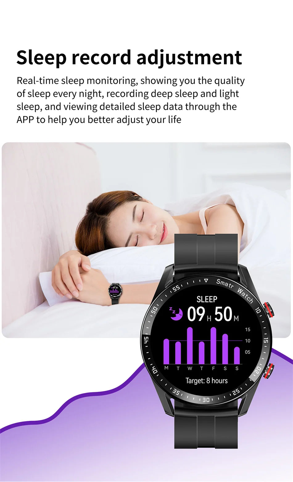 Montre connectée en bois résistante à l'eau .
