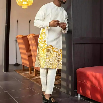 Ensemble Bazin Riche homme, tenue africaine 2 pièces, veste zip Dashiki et pantalon .