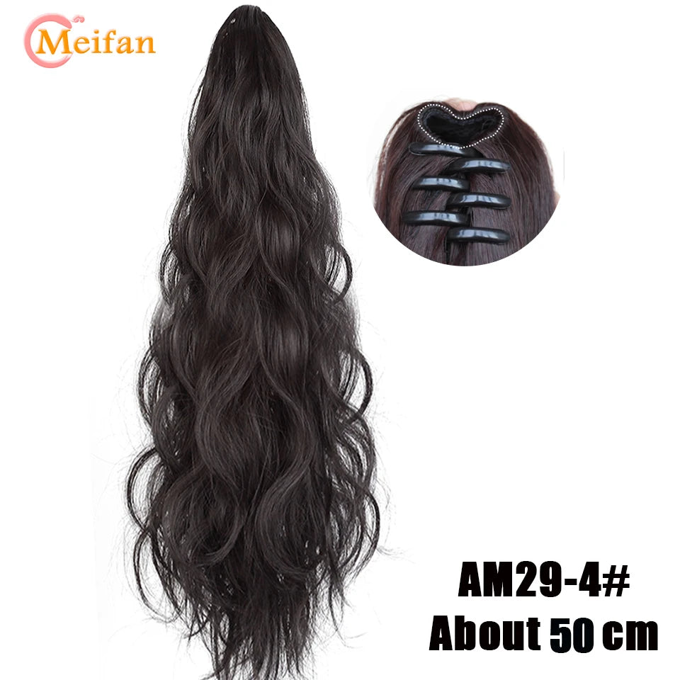 MEIFAN Short Synthetic Ponytail, Natural Claw Clip, Heat Resistant Hair.