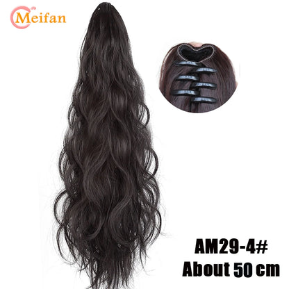 MEIFAN Short Synthetic Ponytail, Natural Claw Clip, Heat Resistant Hair.