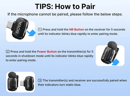 Micro Sans Fil BOYA Lavalier Mini, Enregistrement Audio/Vidéo .