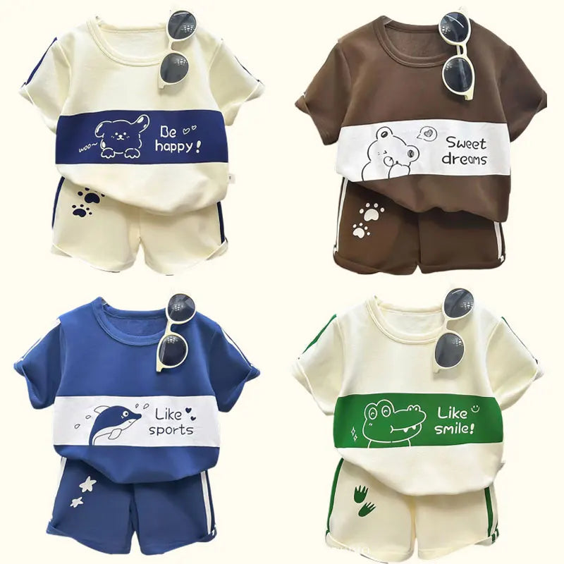 Vêtements bébé et enfants assortis – Costume rayé T-shirt et shorts manches courtes