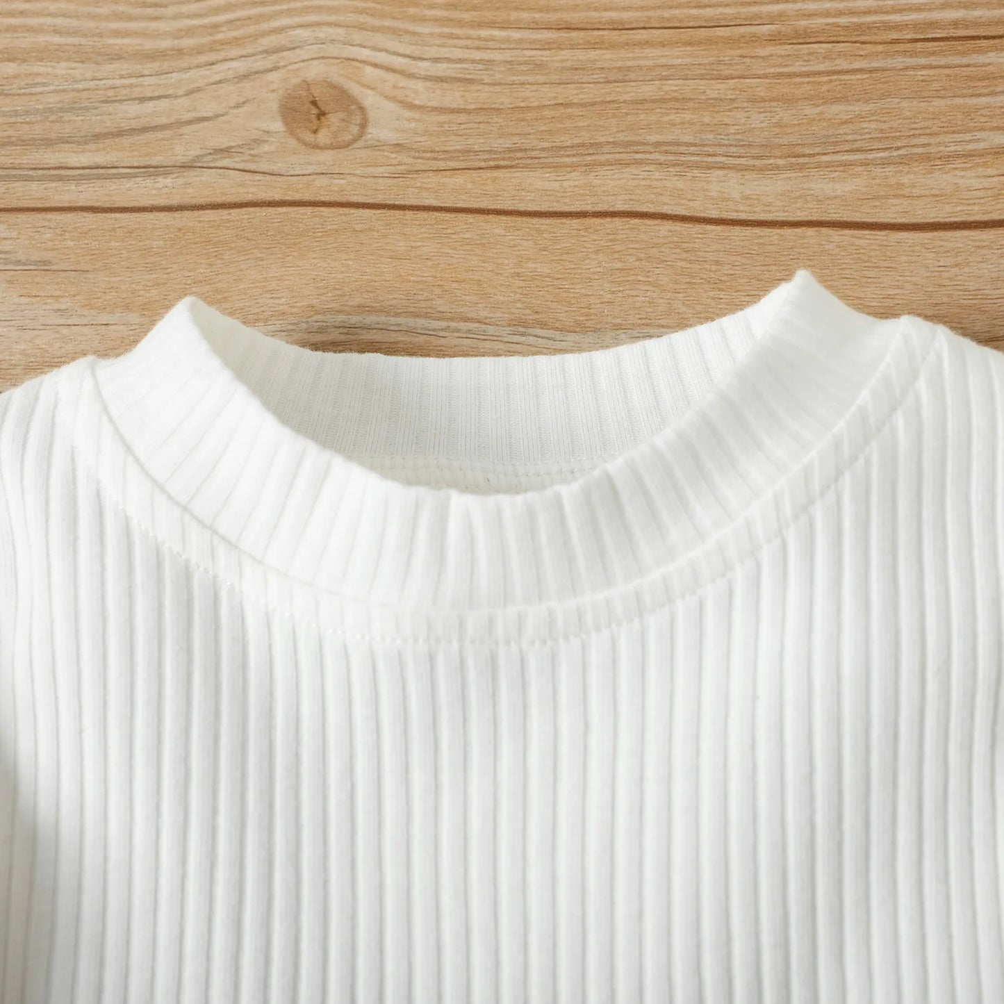 Ensemble fille 2 pièces – chemisier côtelé & pantalon cuir PU avec ceinture (1‑6 ans)