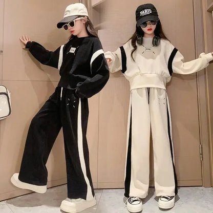 Ensemble bébé fille coréen 2 pièces 4-15 ans, style printemps, tendance oversize .