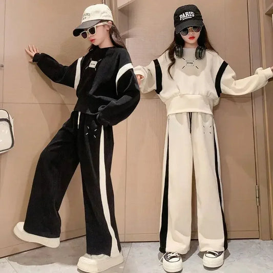 Ensemble bébé fille coréen 2 pièces 4-15 ans, style printemps, tendance oversize .