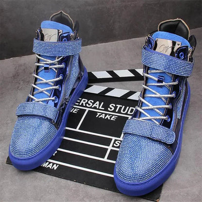 Chaussures plates homme à paillettes et strass – Style skateboard tendance