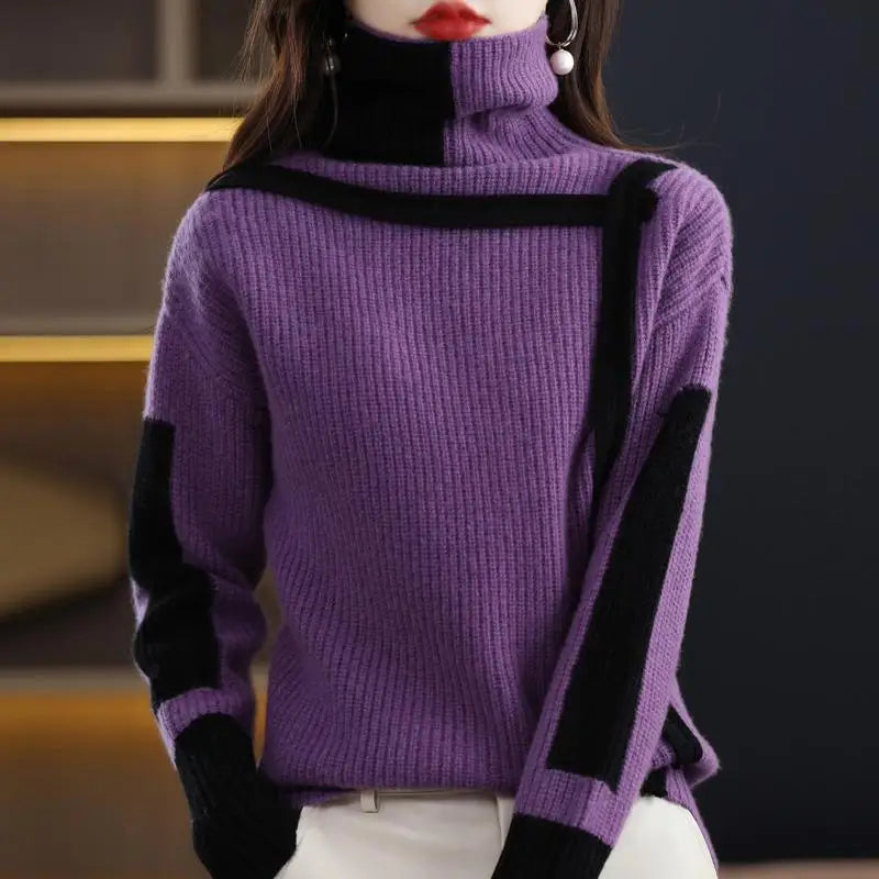 Pull à col roulé vintage pour femmes, chemise à fond, vêtements pour femmes, automne, hiver, nouveau