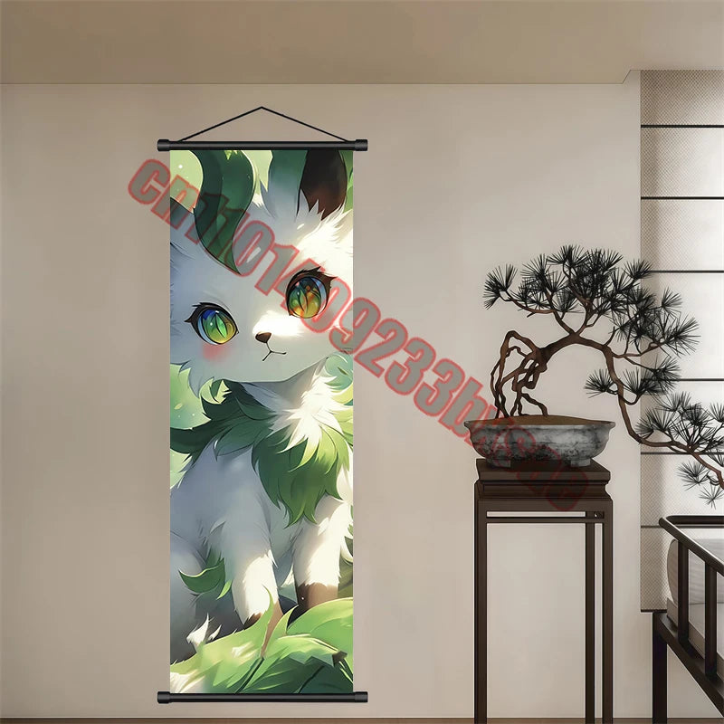 Peinture artistique Pokémon classique japonais – Pikachu, Gengar, Mewtwo – Décoration murale chambre à coucher haute qualité