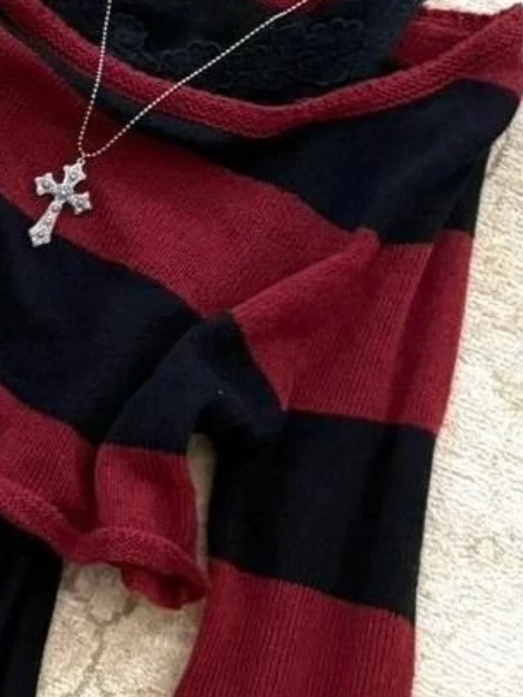 Haut Femme Tricot – Style Punk Y2K Manches Longues