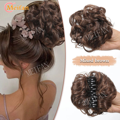 synthetic wavy bun with claw clip,