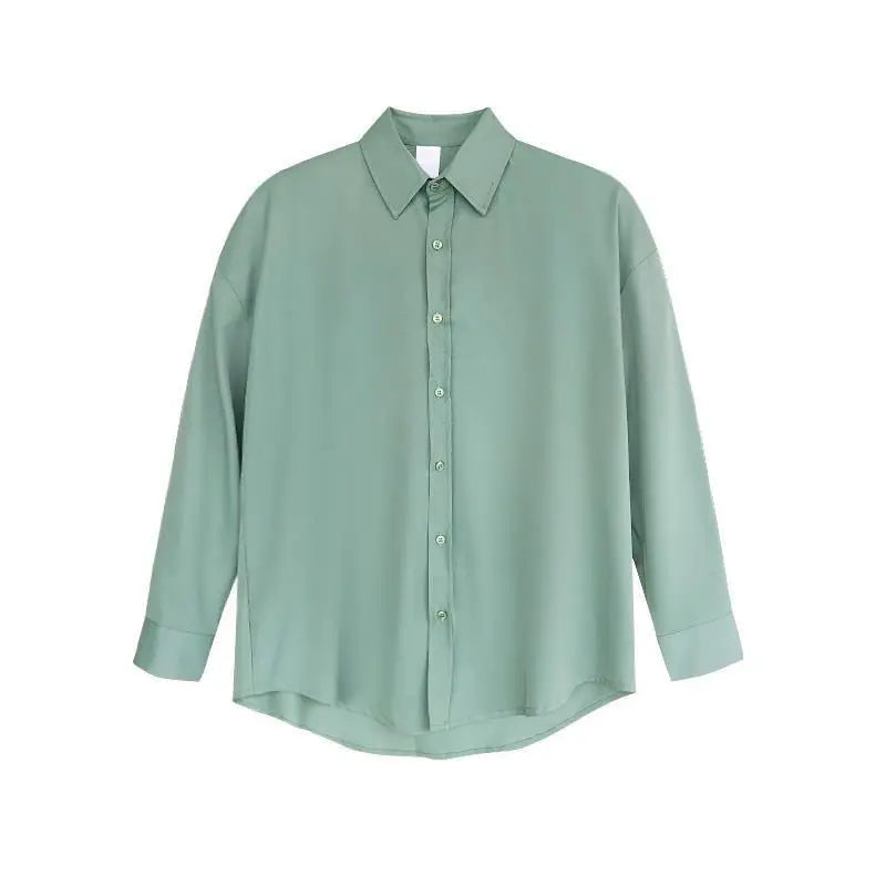 Chemise homme décontractée, style uni à col rabattu