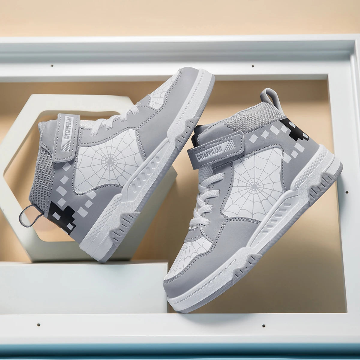 Baskets Montantes Enfant Cuir PU Tendance – Chaussures Sport décontractées Garçons Filles