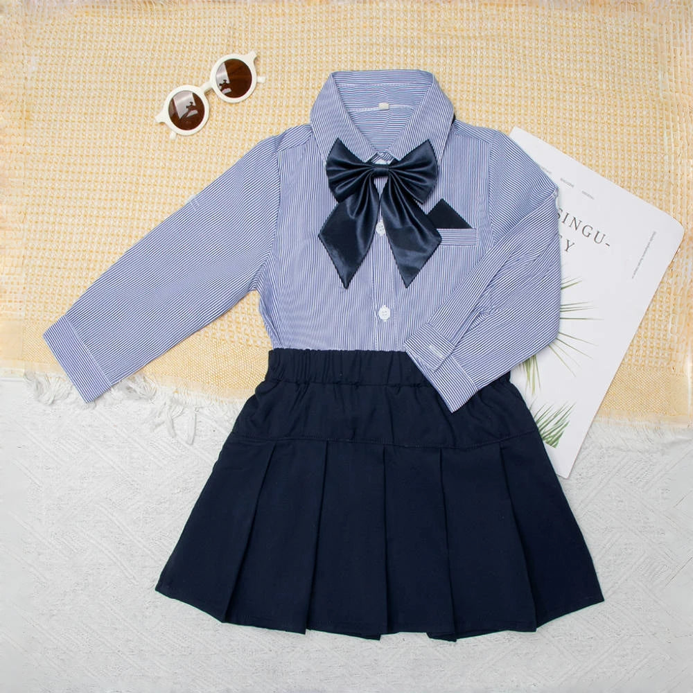 Uniforme scolaire enfant – Ensemble 4 pièces, gilet, style preppy, automne