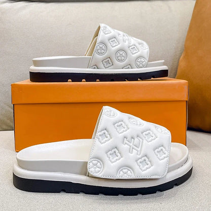 Pantoufles été femme à semelle épaisse, sandales de plage tendance,