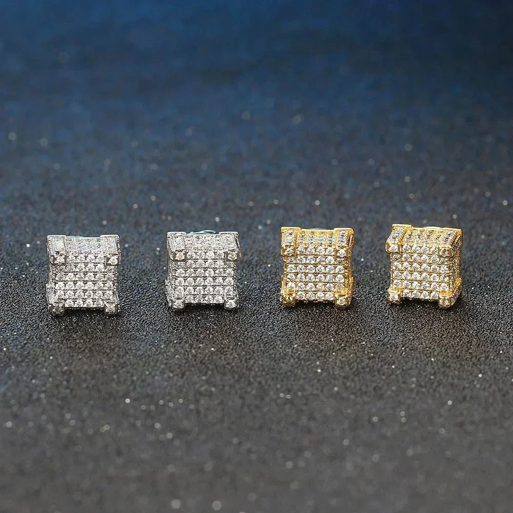 YIKOOLIN Boucles d’Oreilles Hip-Hop – Couleur Or, Cristal Brillant, Bijou Homme Tendance