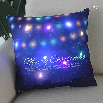 Housse coussin Noël LED Père Noël﻿– lumineux, déco maison, nouvel an