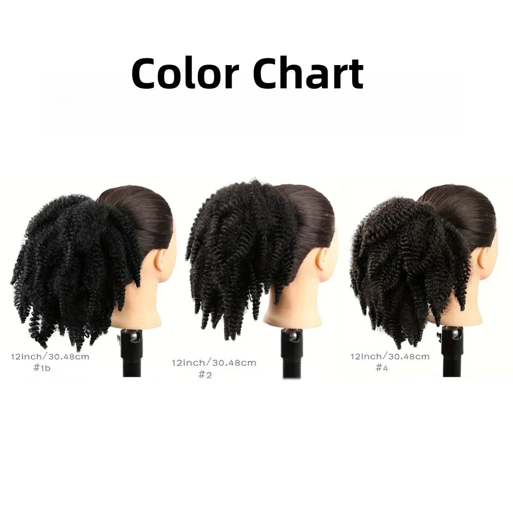 Queue de cheval synthétique afro bouclée courte à cordon .